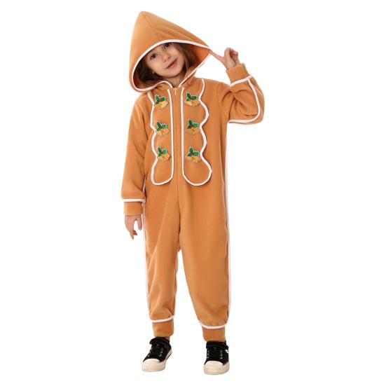 Christmas Onesie Costume for Kids Gingerbread Man/Santa/Green Elf Cosplay Outfit