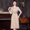 2024 Summer Champagne Formal Dress for Stylish Mothers: Slimming, Waist-Cinching, Perfect for Weddings and Daily Outings