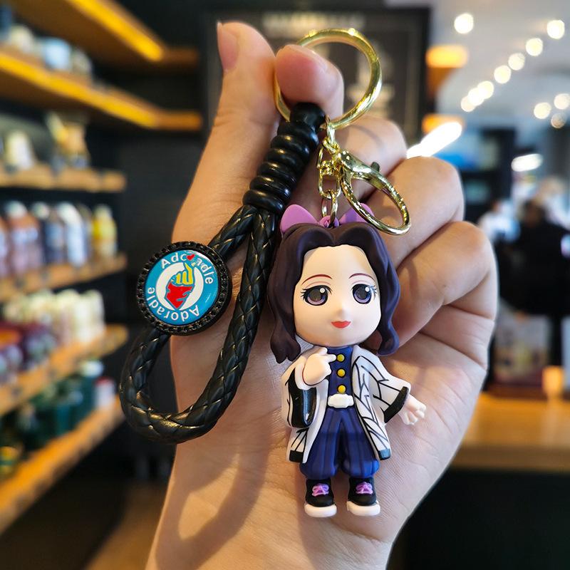 Anime Q Version Demon Slayer PVC Keychain Cute Nezuko Agatsuma Zenitsu Character Bag Pendant Car Anime Accessories Keychain
