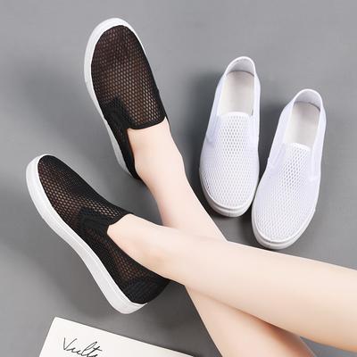 Net Shoes Women's Korean Version of Versatile Comfortable Breathable Nurse Shoes Light Non-slip Casual Versatile Beauty One-pedal Lazy Shoes