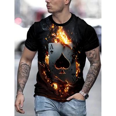 Playing Card Pattern T-Shirt For Men Poker 3D Printed Short Sleeve Summer Fashion Casual Tees Streetwear Loose O-Neck T Shirts