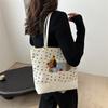 Trendy White Pu Tote Bag For Women Spacious Vintage Crossbody Handbag