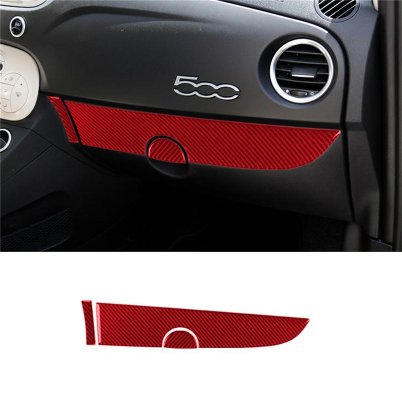 Carbon Fiber Glove Box Handle Switch Button Panel Sticker For Fiat 500 2012-2015 Car Styling Accessories