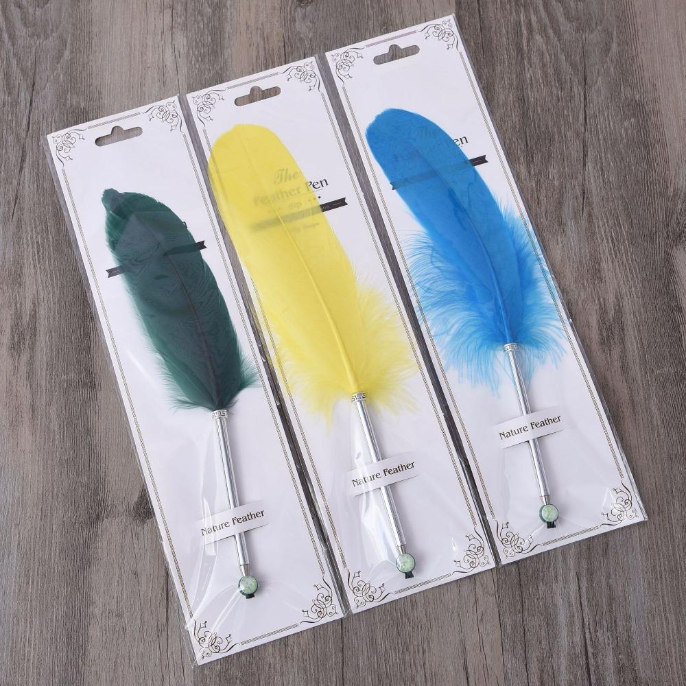 Silver Rod Ballpoint pen Colorful Feather Pen Exquisite Neutral pen  Daily