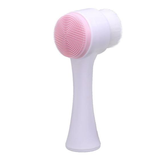 

Face Cleansing Brush Hand Held Pore Cleansing Elastic Anti-slip Thoroughly Cleaning Bright Color Face Skin Brush for Beauty розовый