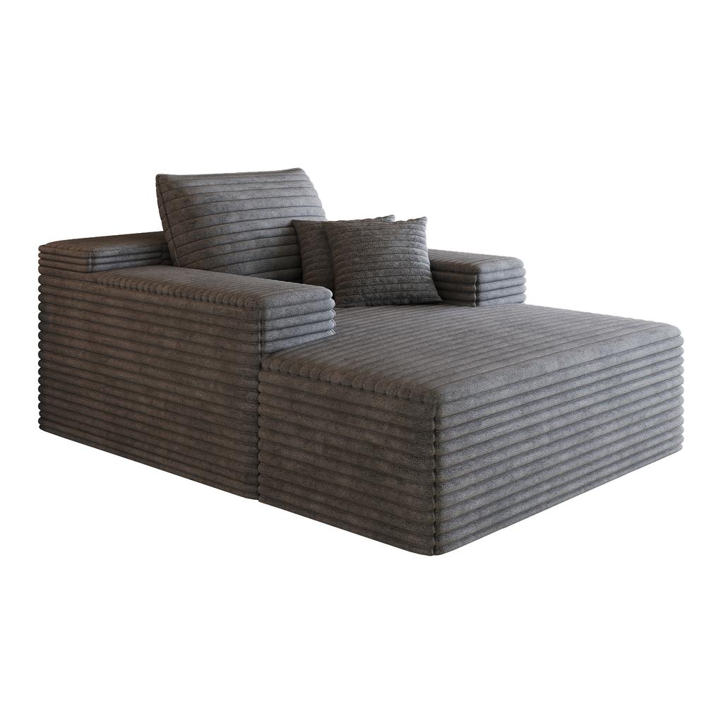 115*159cm, Comfortable Corduroy Sofa, Deep Seat, Boneless Modular, Sponge, No Assembly Required, Compression, Living Room, Bedroom, Dark Gray