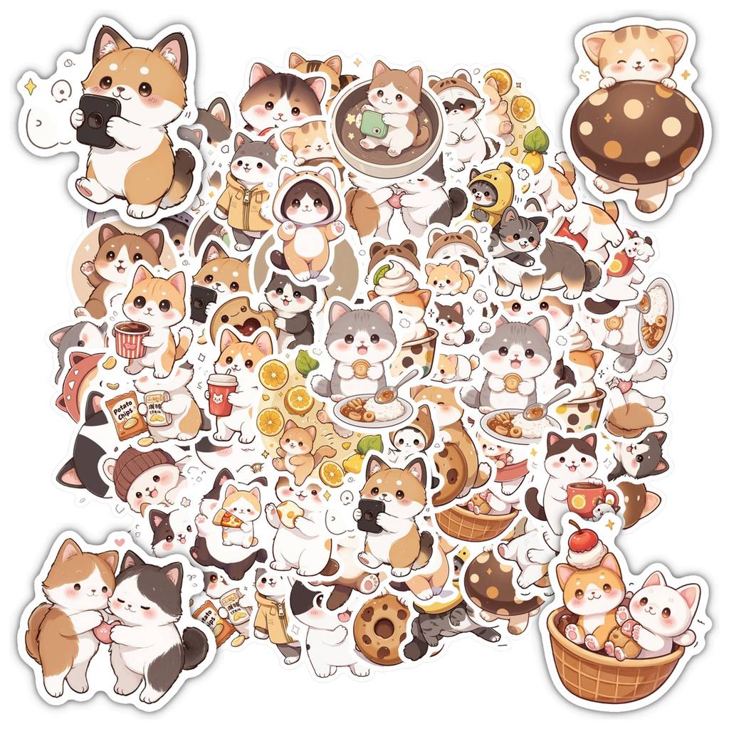35pcs Playful Cats Stickers Cute Cute Animals Stickers Stickers For Guitar DIY Skateboard Laptop Luggage Decor