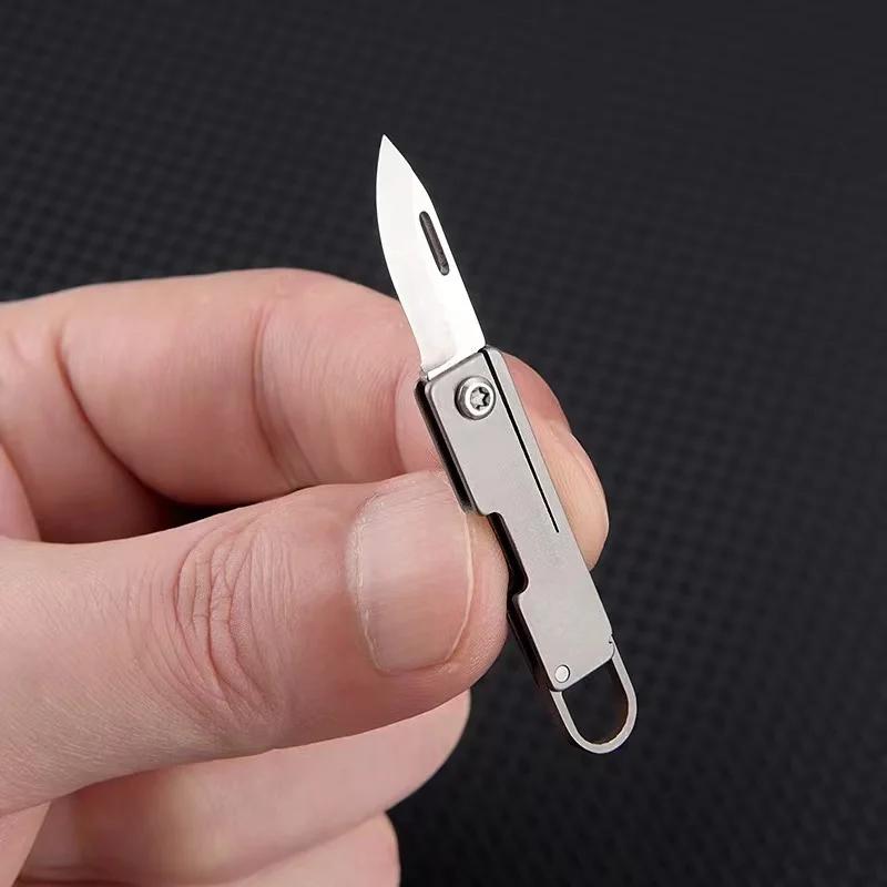 NEW Mini Titanium Alloy Pocket Sharp Portable Mini Folding Knife Portable Keychain Pendant Unboxing and Unpacking Courier Knife