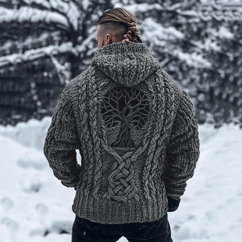 Unisex 3D-bedruckter Strickpullover mit Kapuze für Herbst/Winter