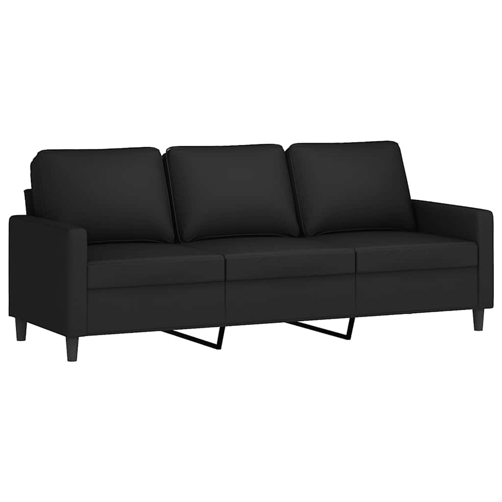Vidaxl 3-Seater Sofa with Footstool, Black, 180 Cm, Velvet