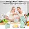5-in-1 Rotary Cheese Grater Multifunctional Kitchen Mandoline Slicer with Handle & Strong Suction Base Replaceable Stainless Blades Cheese