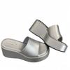 New Silver Small Man Thick Bottom Height Increase One-word Drag Women Open-toed High-heeled Waterproof Table Thin Wedge Heel Slippers