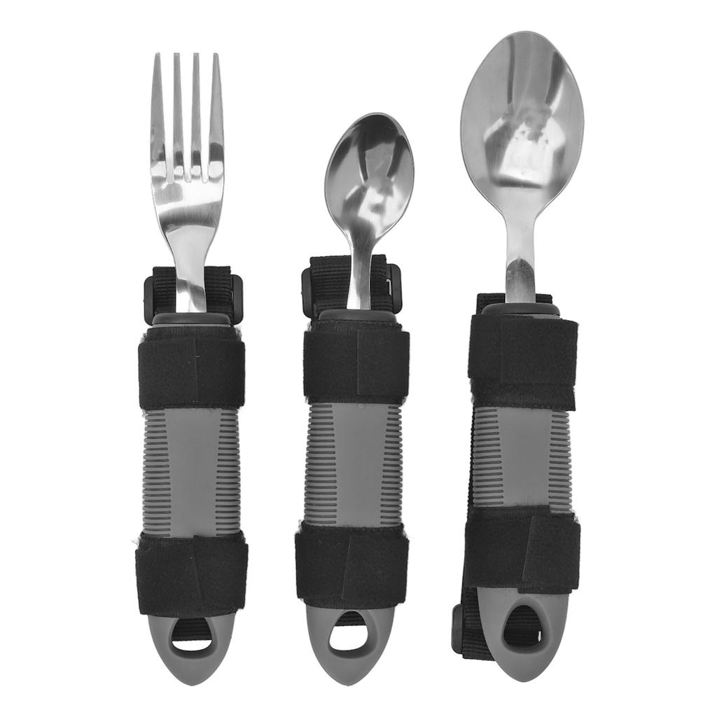 3Pcs Adaptive Utensils for Elderly Arthritis Disabled Adults Weak Hand Grip Handicapped Weighted Eating Fork Spoon