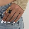 Vintage Inlaid Resin Acrylic Open Ring for Women Elegant Irregular Geometry Adjustable Knuckle Ring Daily Wear Jewelry