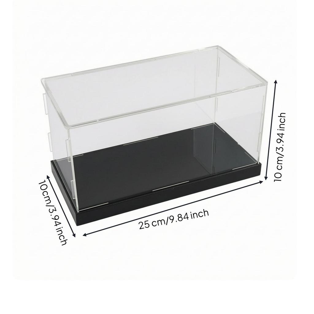 Figure Display Case with Black Foundation Tabletop Clear Desktop