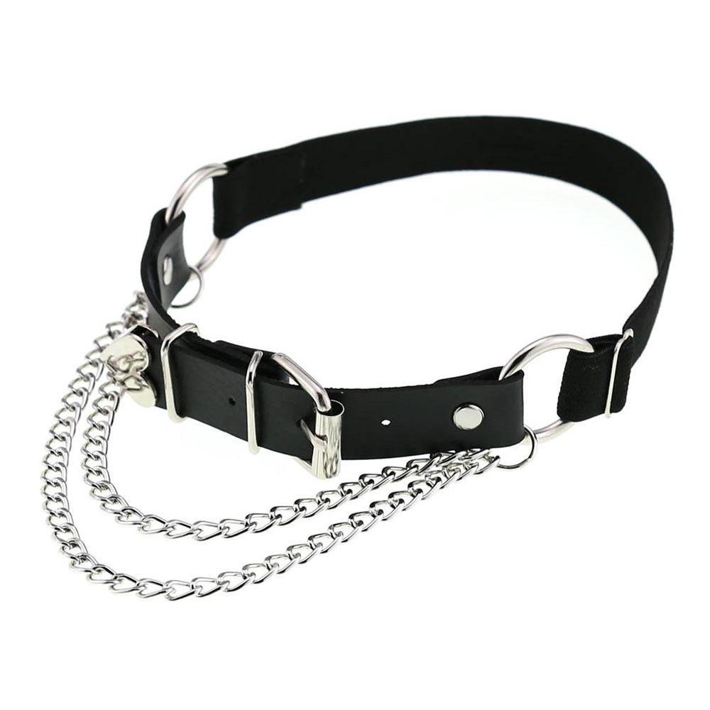 Punk Thigh Ring Leg Harness Chain Heart Garter Belt PU Leather Women Suspenders Fashion Accessories