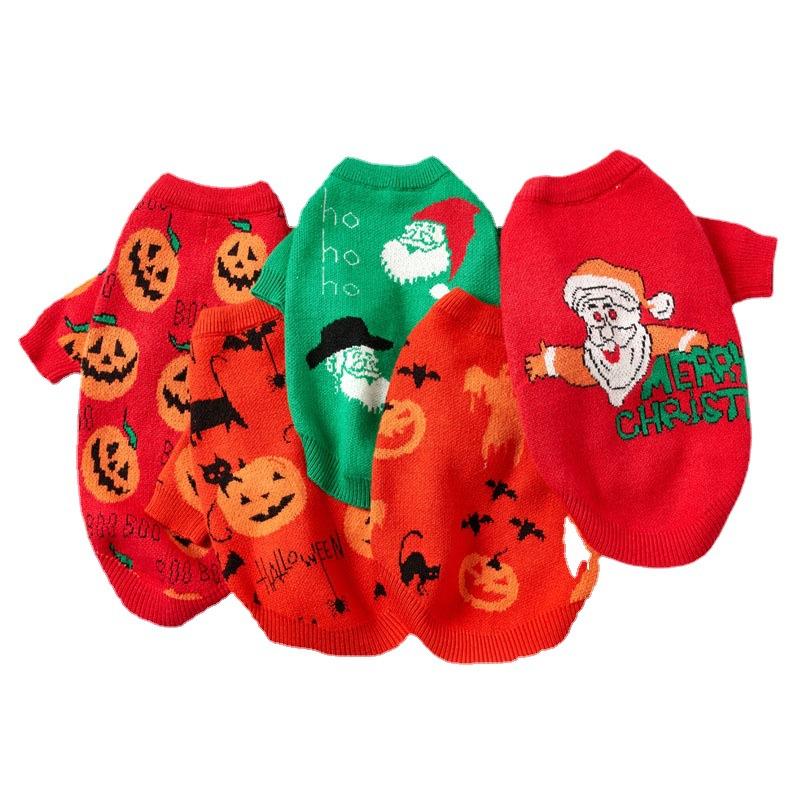 Pet sweater christmas snowman cat clothes 2022ins dog clothing