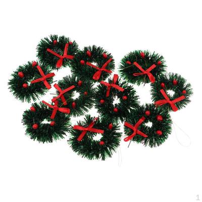 1/12 Puppenhaus Mini Kiefer Weihnachtskranz Puppenhaus Weihnachtsbaum Dekor 10St