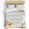 Beach Sea Starfish Shells Green 3pcs Bedding Set For Bedroom Double Bed Home Textile Duvet Cover Quilt Cover Pillowcase