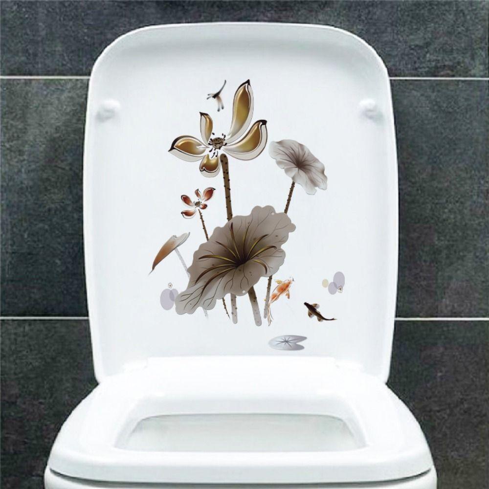 Mildew-proof Flower Butterfly Toilet Stickers Self-Adhesive Toilet Lid Decals  Bathroom