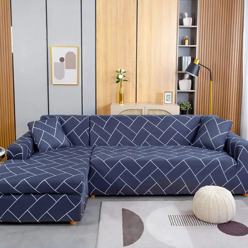 Spandex Modern Polyester Corner Sofa Couch Slipcovers Printed Elastic Sofa Cover Chair Protector L Shape Need 2 Pieces