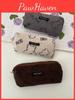 Soft Cotton Bear Print Velvet Canvas Pencil Case Korean Style Large Capacity Stationery Box Pencil Bag Brown