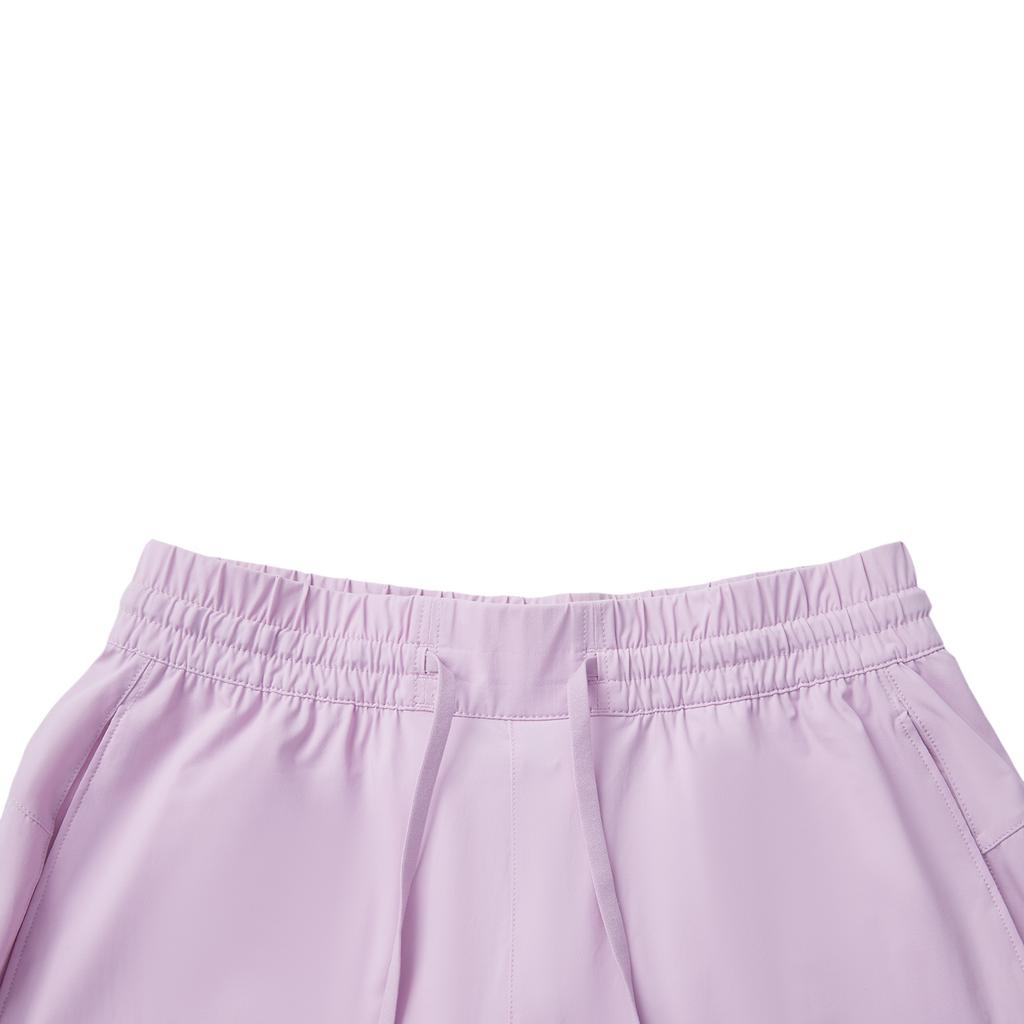 Li Ning Fitness Series Casual Simple Solid Color Tapered Drawstring Knitted Sports Pants Women bottoms Twilight-Purple AKYV014-3