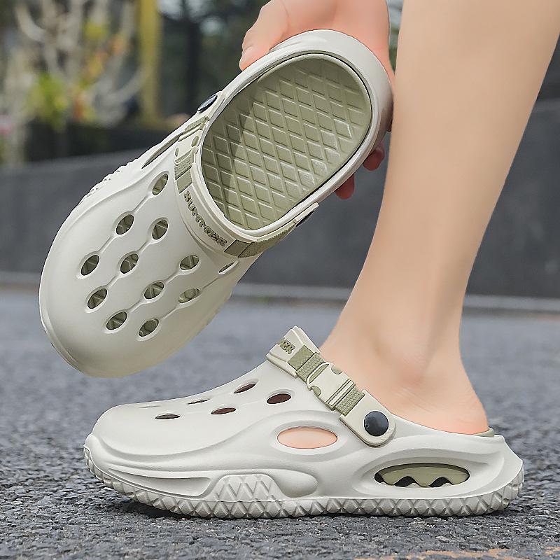Summer new breathable non-slip sandals men's travel slippers seaside beach shoes comfortable bag head hole shoes
