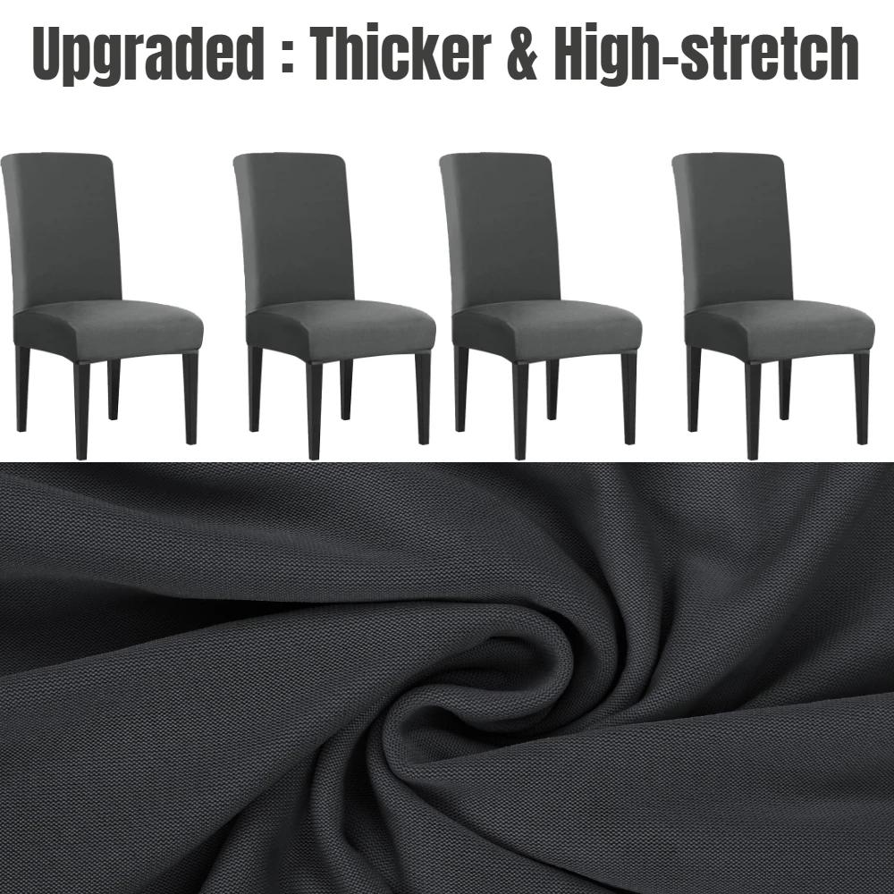 4/8 PCS Elastic Solid Color Adjustable Chair Seat Cover Spandex Stretch Slipcovers For Home Kitchen Dining Room Wedding Banquet