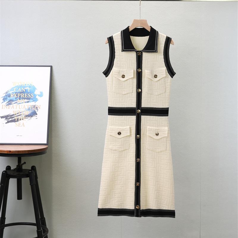 

Французский небольшой парфюм темперамент лацкан трикотажное платье женское плюс размер мода жилет платье One Size абрикосовый