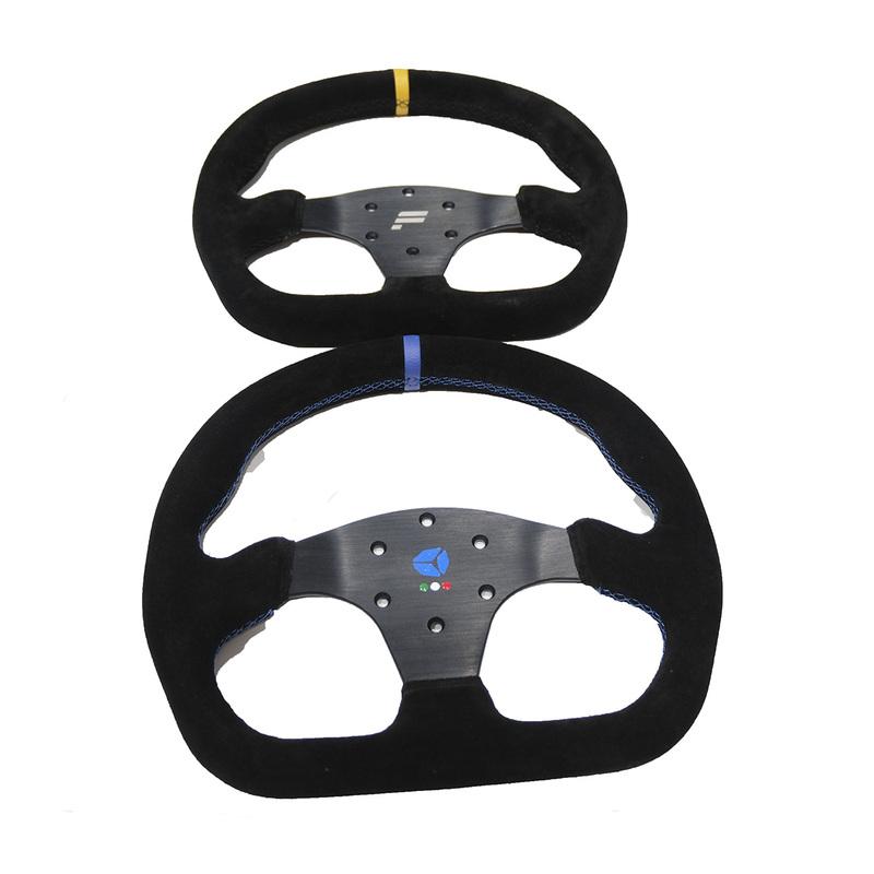13inch 330mm Type D Steering Wheel Suede Steering Wheel Flat Game Steering Wheel  Blue Yellow Ring
