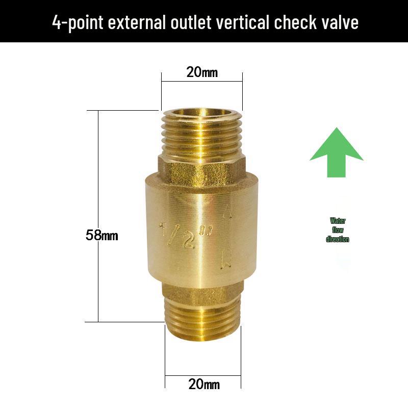 Brass Vertical Check Valve, Water Pipe Backflow Preventer, 1 Inch, Male/Female Thread, Unidirectional Valve.