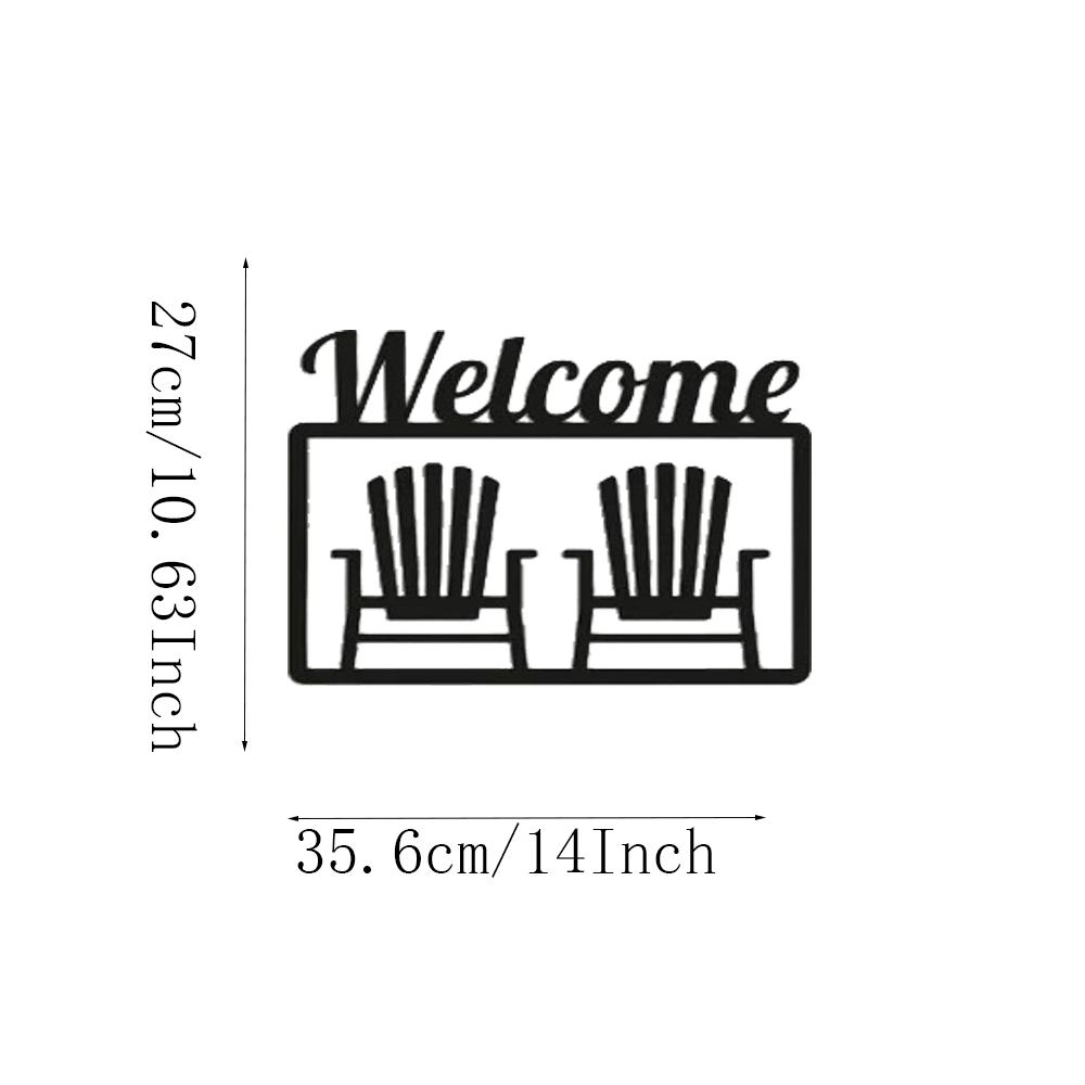 

1 шт. Добро пожаловать Пляжные стулья Металлический настенный знак | Вешалка для двери пляжного домика Внутренний наружный знак Подвесной настенный арт, Домашний декор, светло-серый