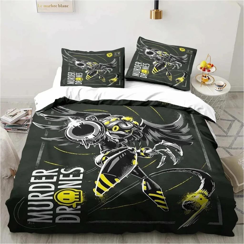 New 3D Print Murder-Drones Cartoon Bedding Set,Duvet Cover Bed Set Quilt Cover Pillowcase,King Queen Twin Size Boys Girls Adults