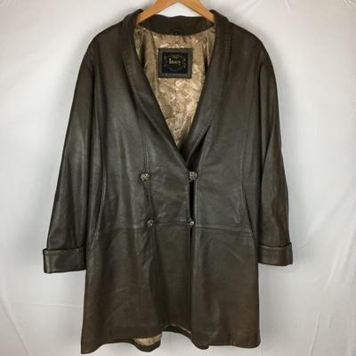Manteau Lucy en Cuir Nappa de Mouton Marron Taille 9 Oversize Femme(UTILISÉ)