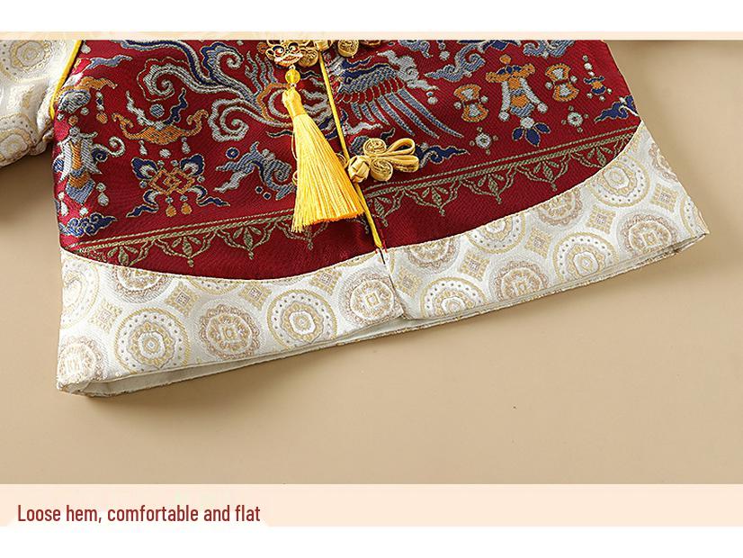 Summer Baby Boy Birthday Tang Suit with Crown for Zhou Ceremony