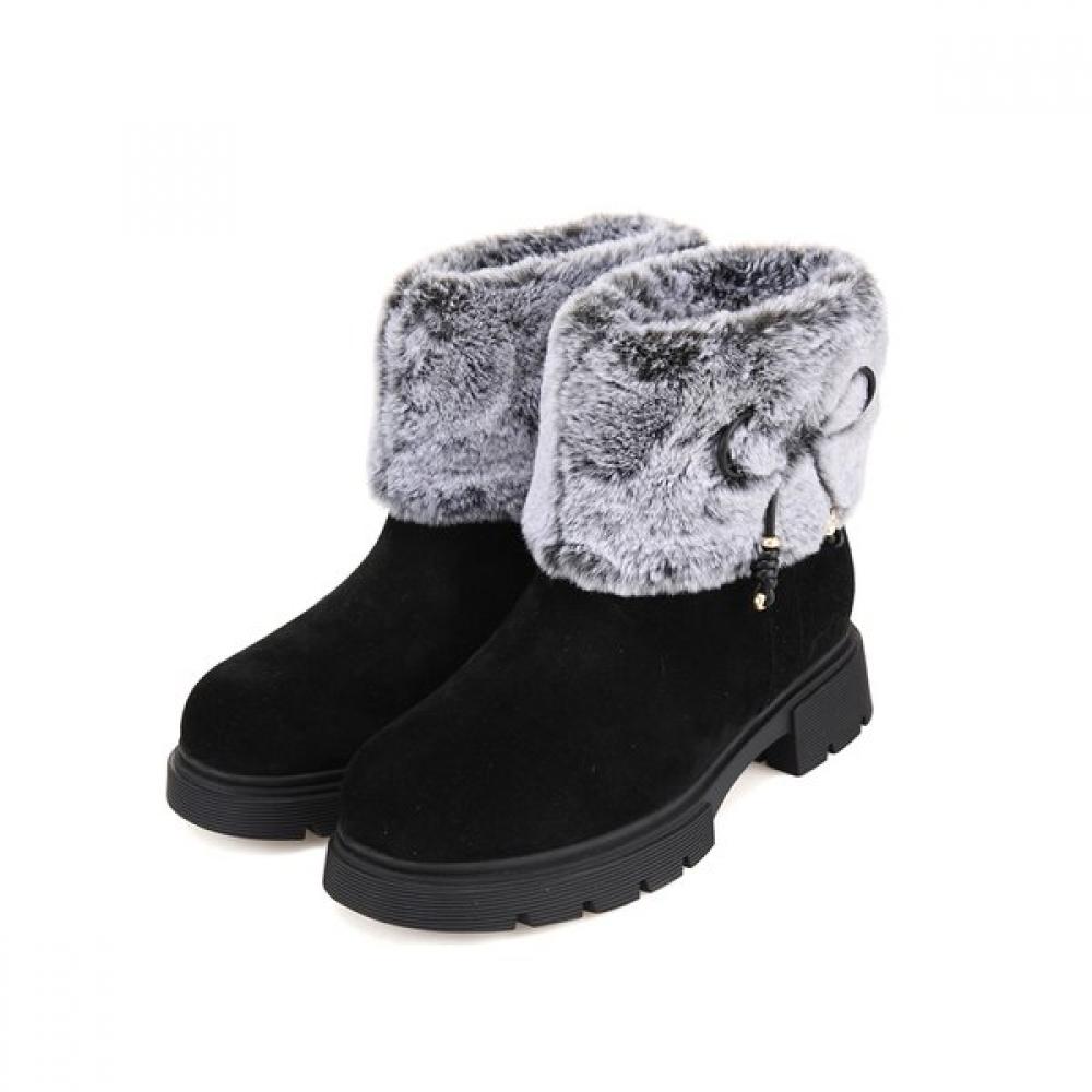 Barbara Leather Snow Fur Boots Bbh880bk 250mm 18284₽