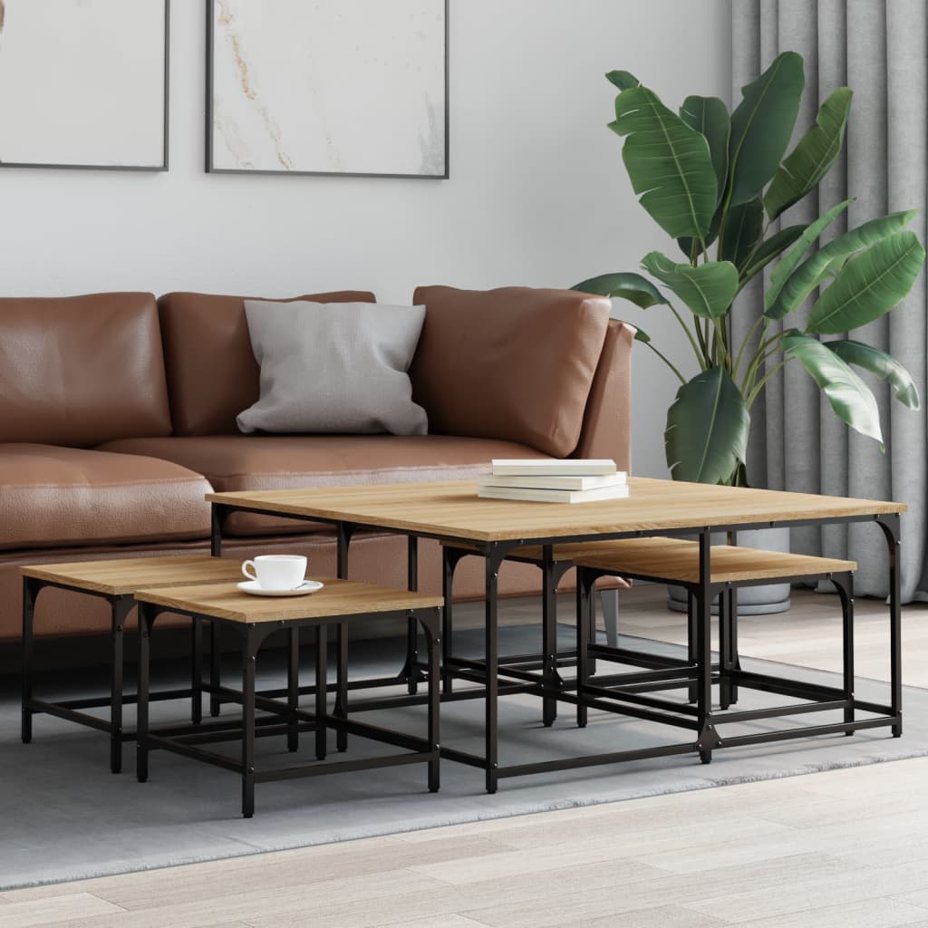 Coffee Tables, Nestable, 5 Pcs, Sonoma Oak