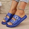 Women's Slippers 2025 Summer New Women Sandals Metal Buckle Flat Sandals for Women Casual Beach Slippers Designer Slides