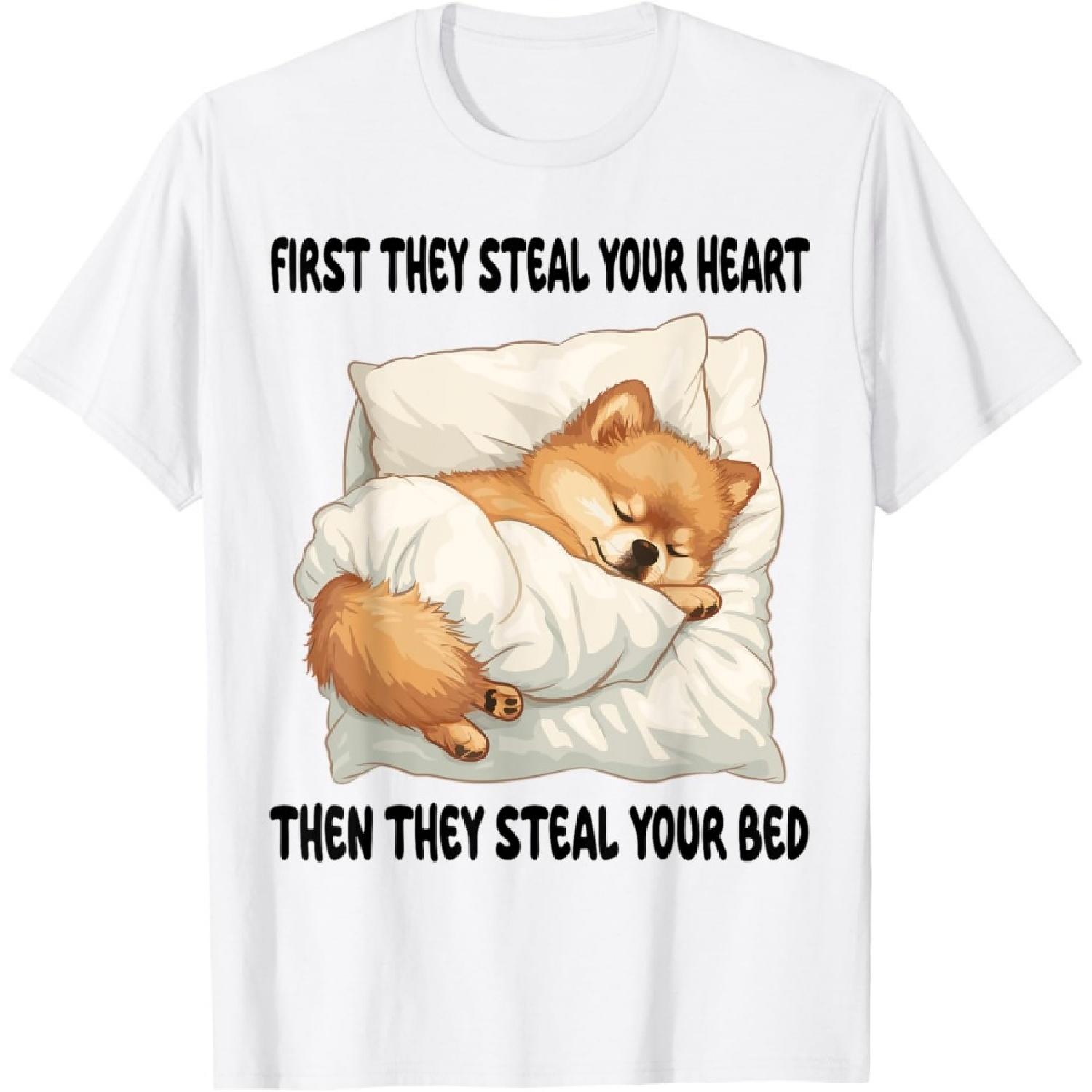 Pomeranian Pom Dog Sleeping Pajamas Nightgown T-Shirt XXXXXL белый