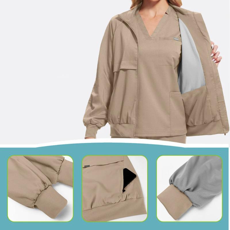 Uniforms Coat Woman Men Nursing Long Sleeve Scrubs Jackets Medical Hospital Clothing Zipper Jacket Doctor