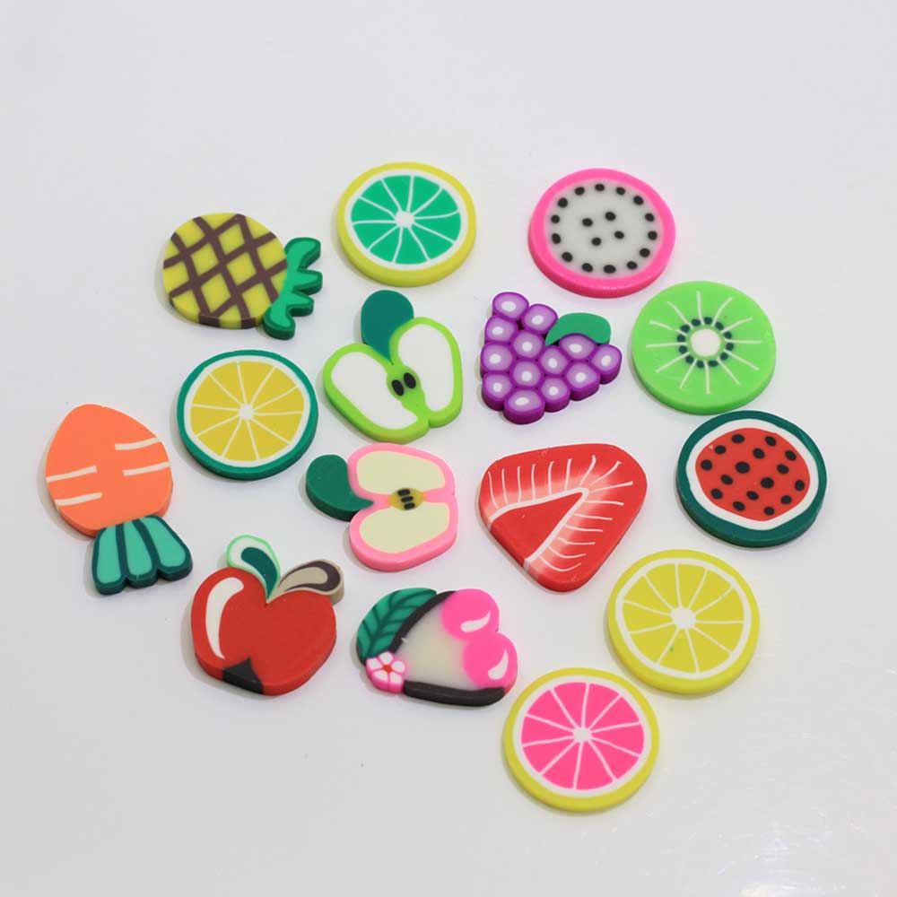 20*20*2mm Slime Füllung Erdbeere Polymer Clay Streusel für Kinder DIY Weicher Ton für Bastelton Nagelkunst Scrapbooking Dekoration DIY
