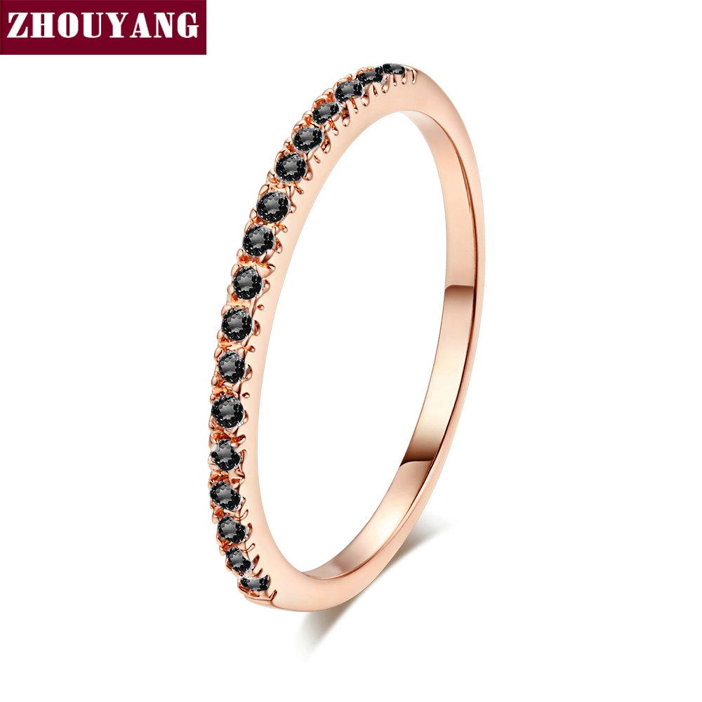 ZHOUYANG Wedding Ring For Women Man Concise Classical Multicolor Mini Cubic Zirconia Rose Gold Color Gift Fashion Jewelry R251