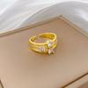 Real Gold Light Luxury Full Diamond Three-Layer Ring Opening Adjustable Simple Jewelry Japanese Ring Couple Ring