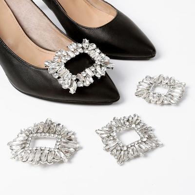 Square Clamp Shoe Clip Wedding High Heel Women Bride Shoes Decoration Rhinestone Shiny Decorative Clips Butterfly Charm Buckle