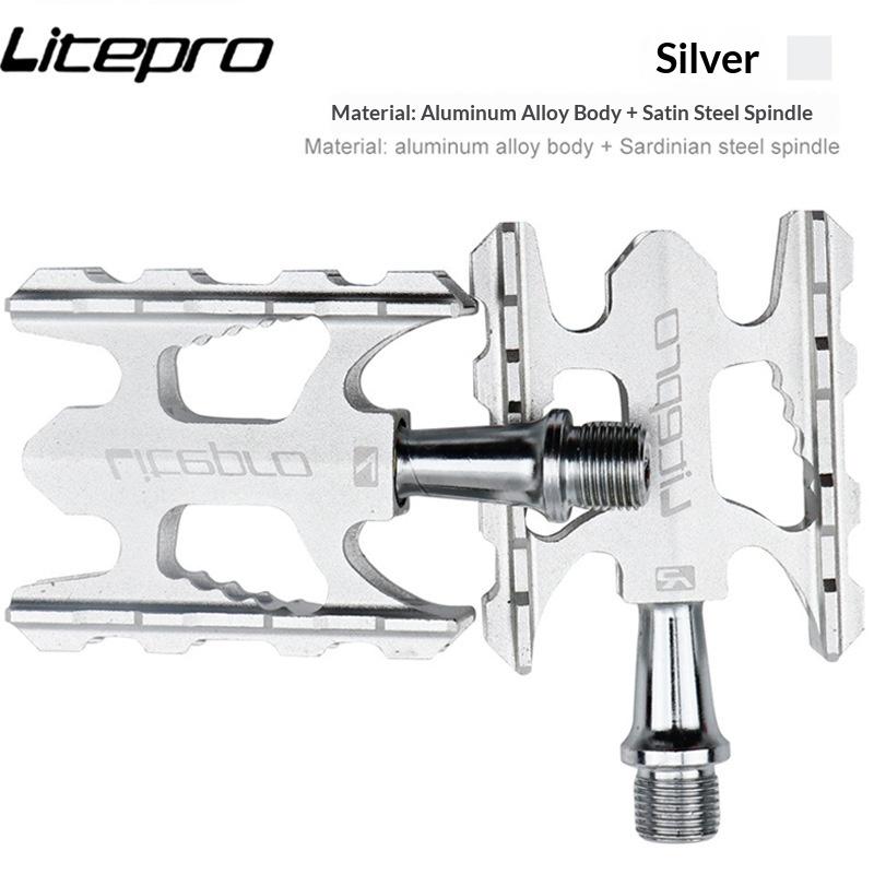 Litepro Lightweight Aluminum Alloy Bike Pedals Du Bearing Non Slip Pedal Pins Compatible With Folding Road Mountain Bikes Cyclin