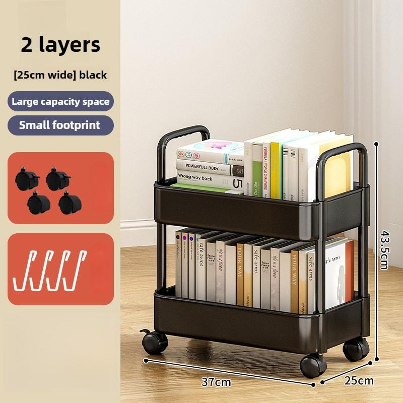 

Передвижная тележка-многофункциональные пластиковые полки для хранения с ручкой и блокируемыми колесами -Идеально для комнаты/офиса/кухни/ванной комнаты чёрный