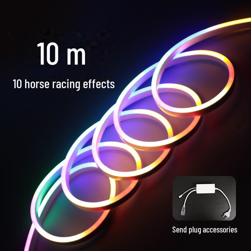 

Цветная светодиодная лента для скачек: Мигающий, бегущий, водонепроницаемый, гибкий неон для уличной атмосферы