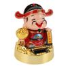 God of Wealth Figurine Solar Powered Automatic Nodding   Cai Shen Statue Decor for Home Car  