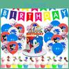 Cartoon Blue Balloon Pink Dog Cake Topper Birthday Party Decoration